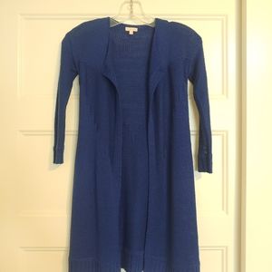 Blue duster sweater